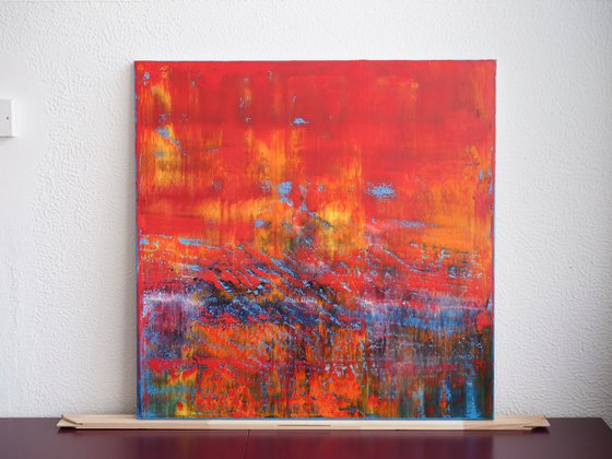 80x80 cm Red abstract painting Abstract landscape