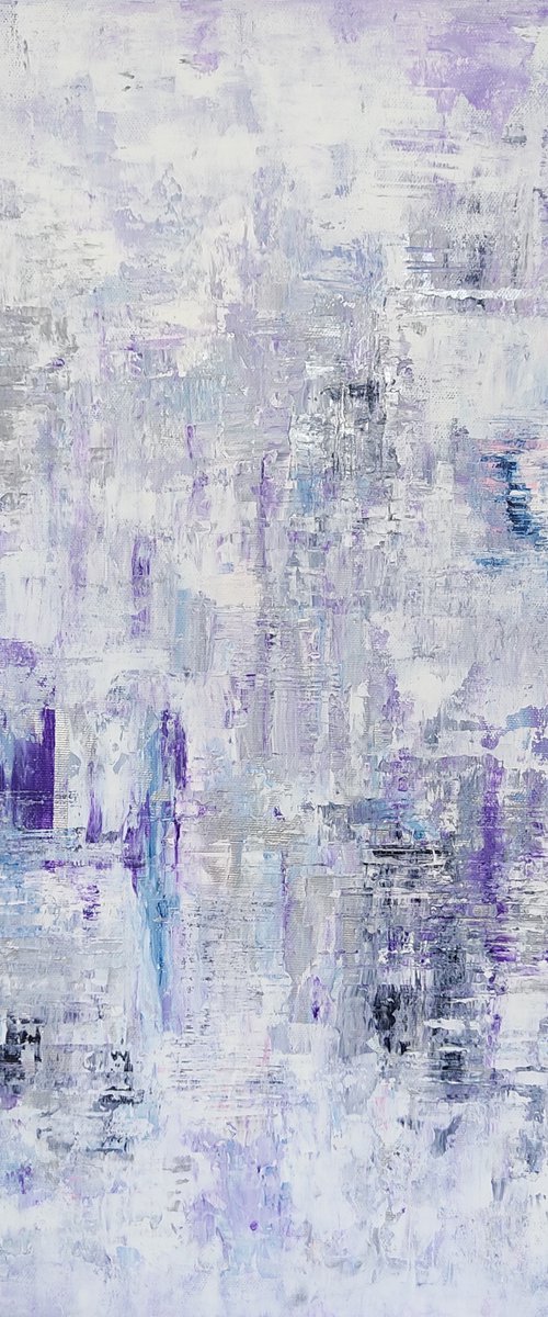 Purple White Abstract Painting by Jovana Manigoda