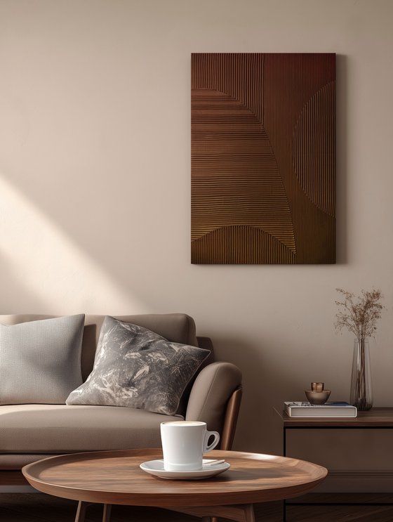"Brown Field 5" Brown abstract high textured