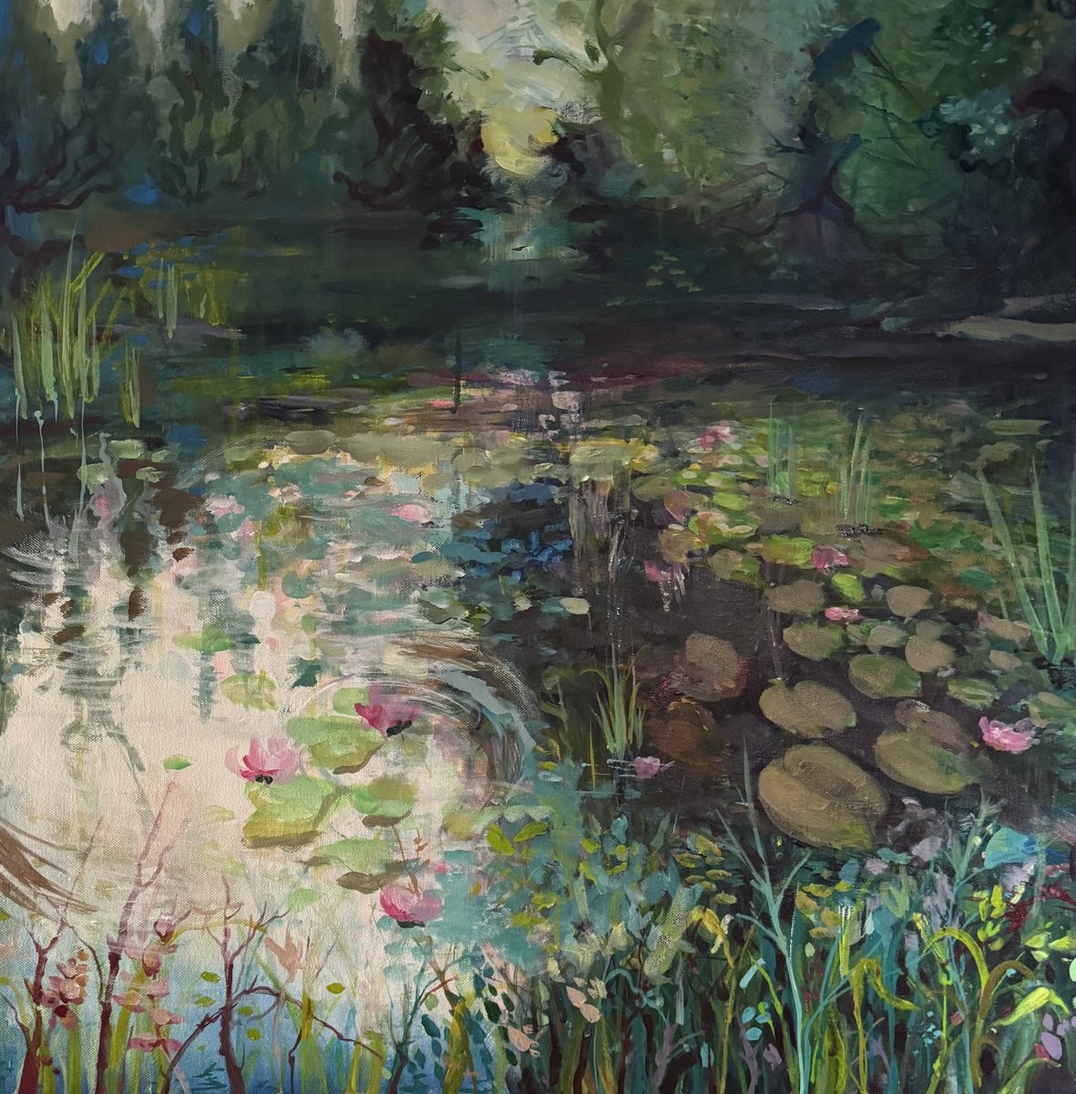 Whispering Pond 2 By Ayse Mcgowan, 28 X 28, Artwork For Sale On Artfinder