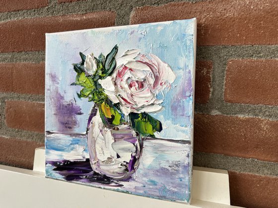 White Rose deep impasto