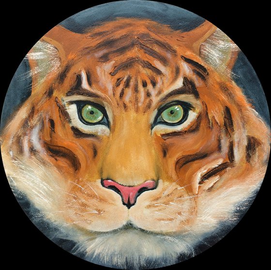 Tiger - Animal portrait - Small round canvas