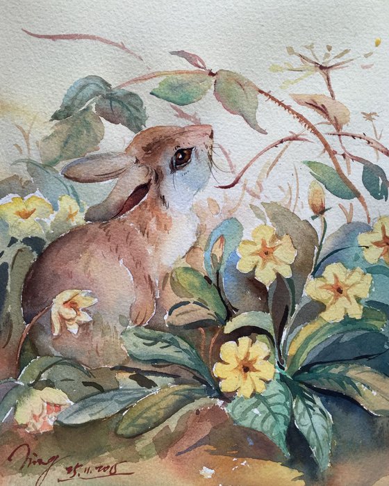 Rabbit and Flowers