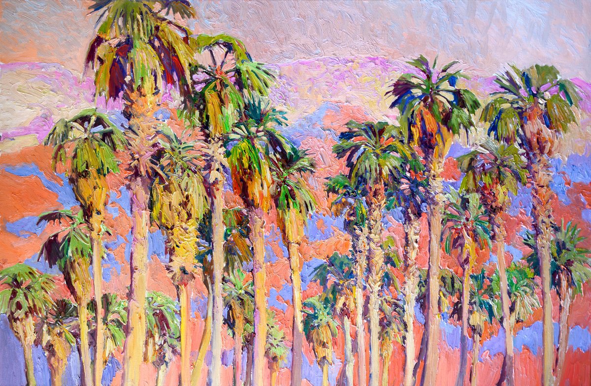 Golden Evening, Desert Palm Trees by Suren Nersisyan