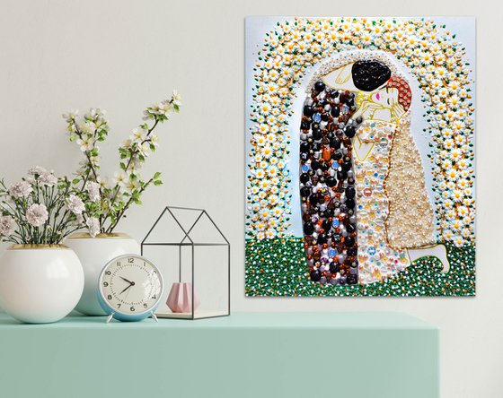 Gustav Klimt The kiss painting. Bride and groom wedding gift