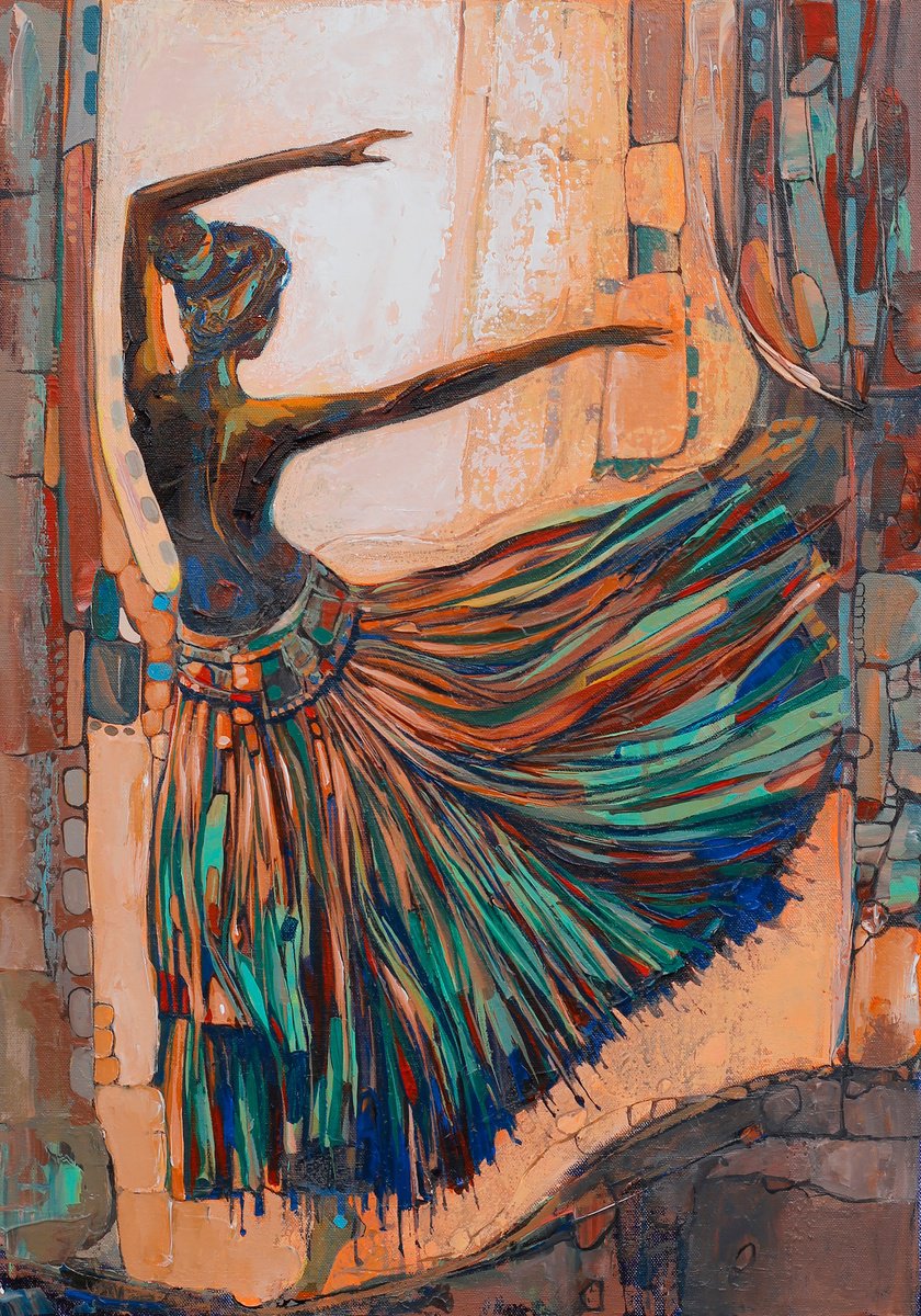 Abstract Acrylic Painting By Artist Gurdish Pannu, 18 X 26, Dancing Woman Painting, Original Artwork