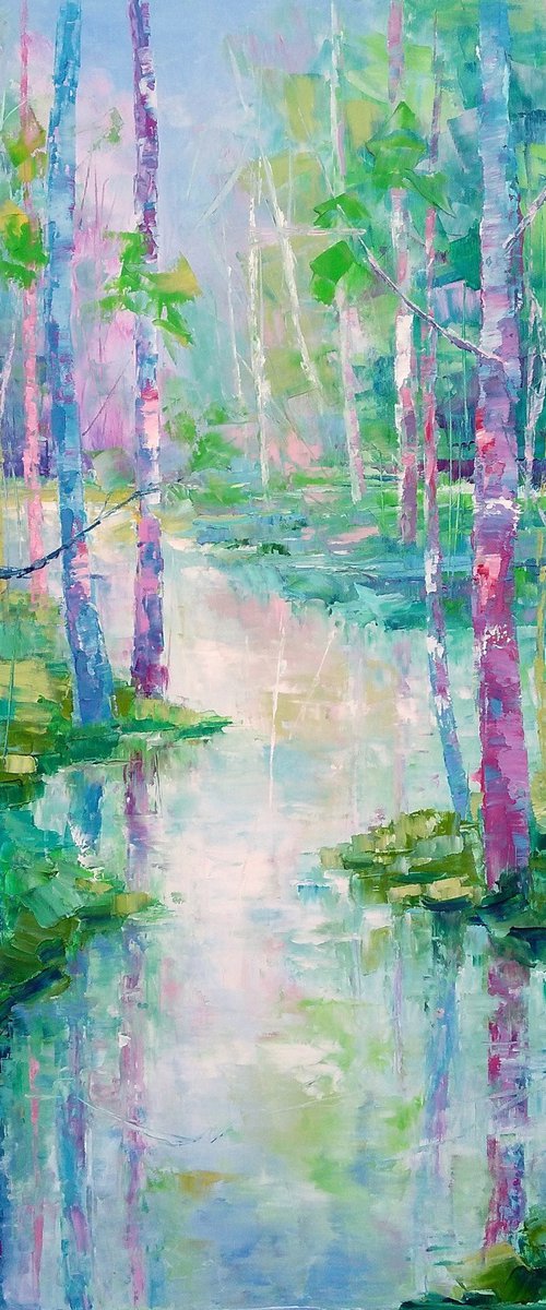 SPRING IS SPEAKING IN BLUE AND PINK by Emilia Milcheva