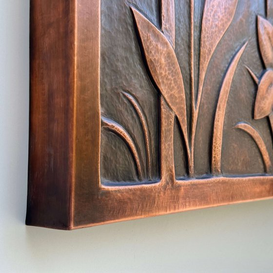 "Copper Botanica" Metal Wall Relief