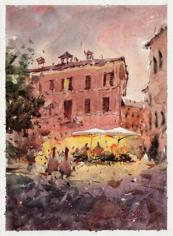 Rome, Trastevere at sunset.