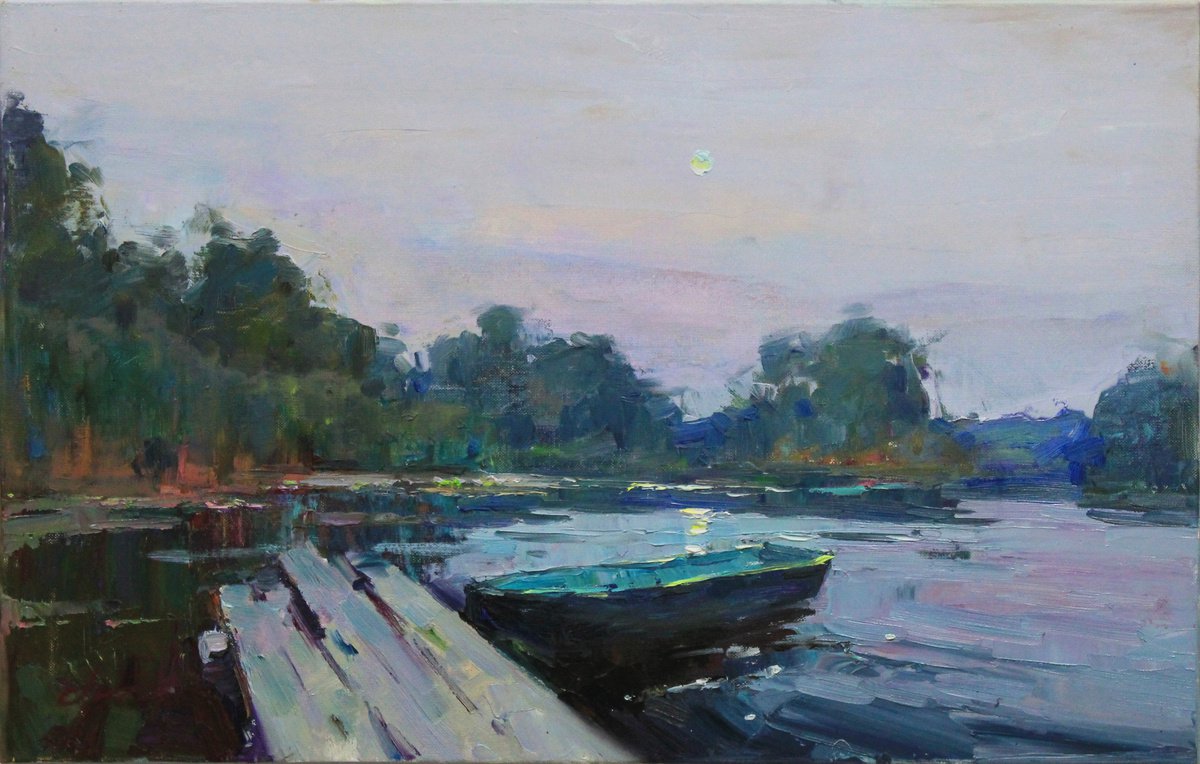 Twilight by the river by Sergei Chernyakovsky