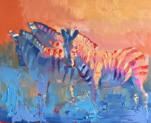 Zebra colour study strong by Catherine Ingleby