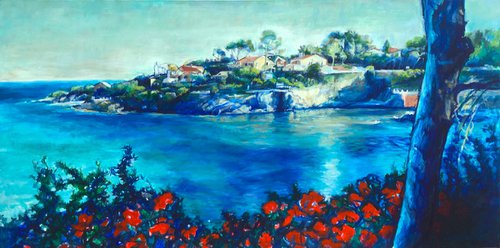 FRENCH  SUMMER SEASCAPE ON COTE DE AZURE by Patricia Clements