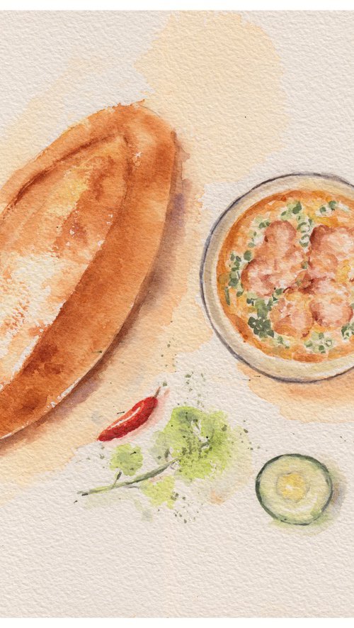 Dalat food - Banh mi with meatballs by Hua Le