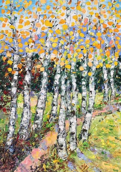 Birch trees path by Vilma Gataveckienė