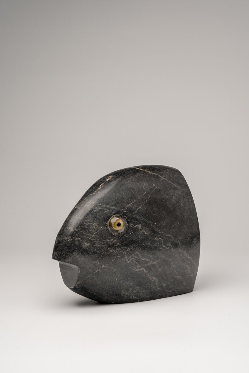 Organic Animal Stone Sculpture By George Tilelis, 8 X 6, Fishead, Original Artwork