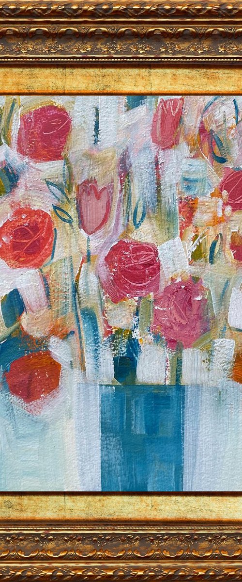 Spring Bouquet in a Blue Vase by Jan Rippingham