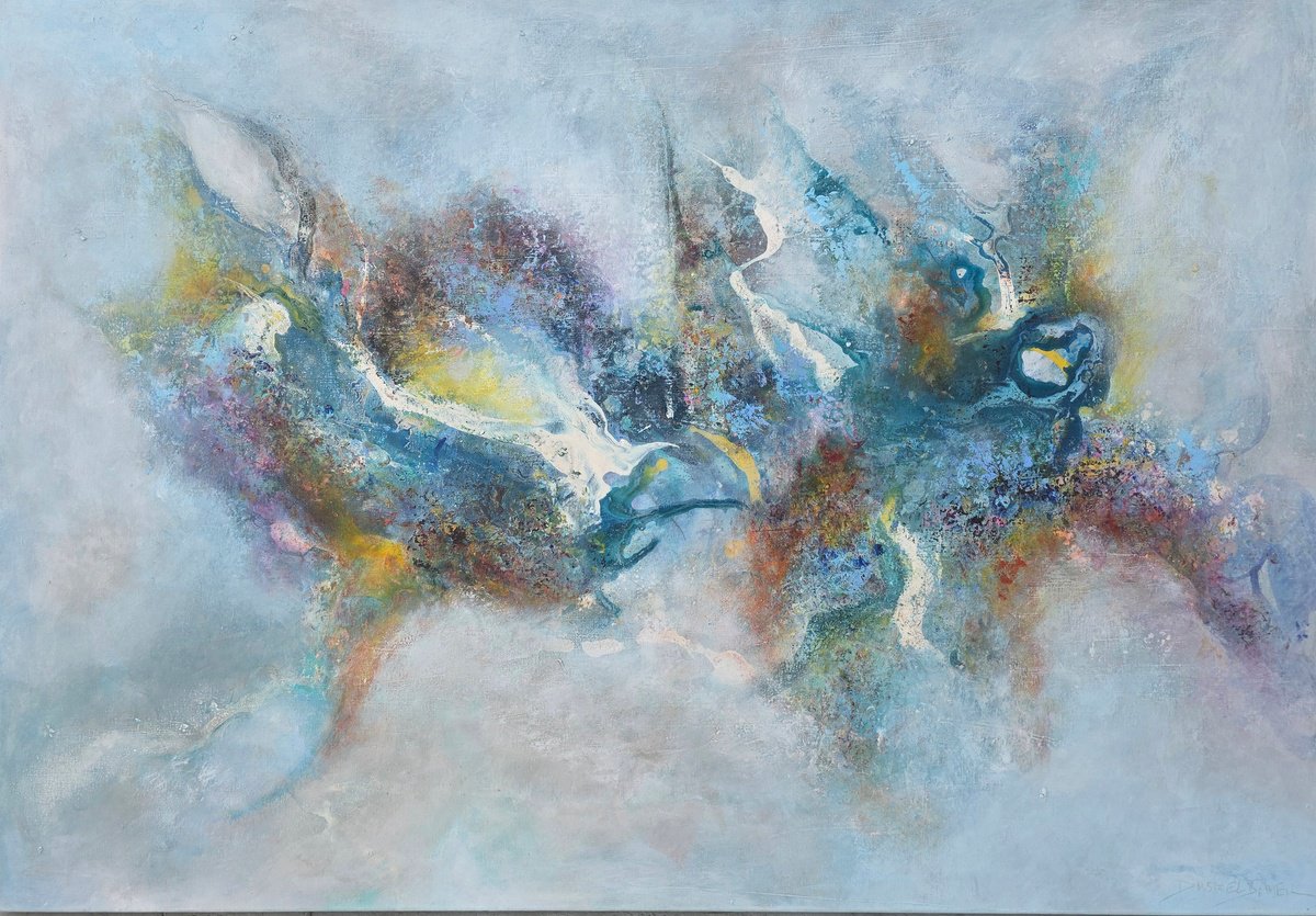 Organic Abstract Acrylic Painting By Doris Duschelbauer, 51 X 35, Inside Out, Original Artwork