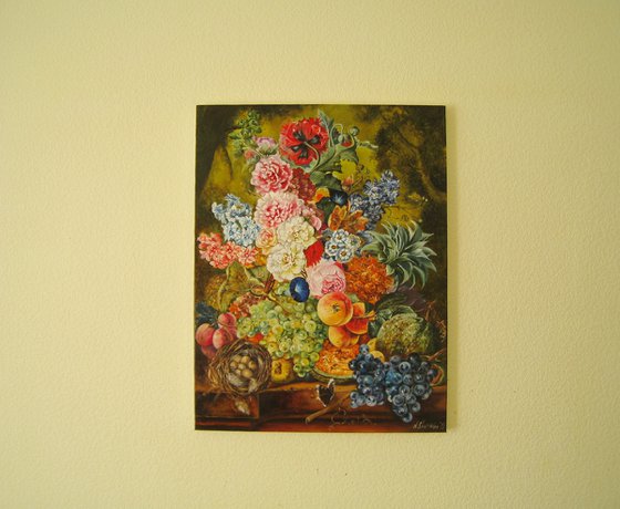 Peonies and Grapes Still Life