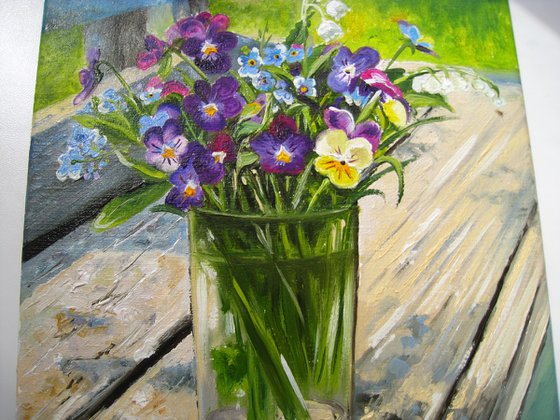 Colorful Violas Still Life, Johnny Jump Up Flowers