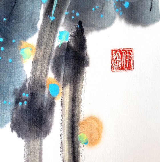 Sunny sunflowers - Oriental Chinese Ink Painting