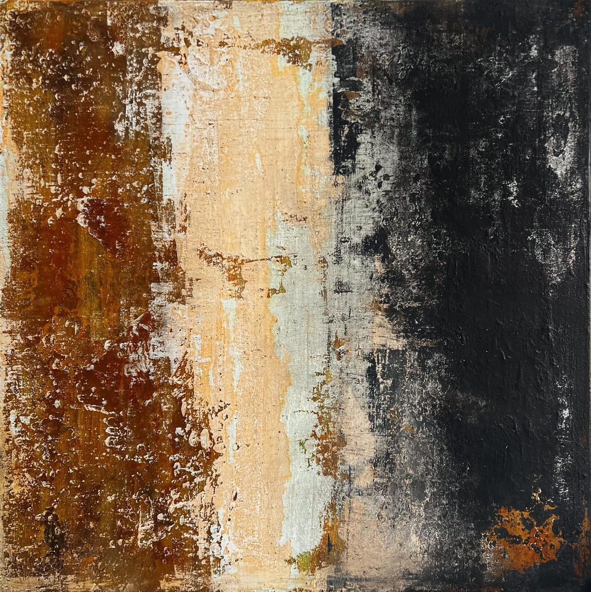 Abstract Painting By Sergio Aranda, 20 X 20", Strates De La Memoire, Original Artwork