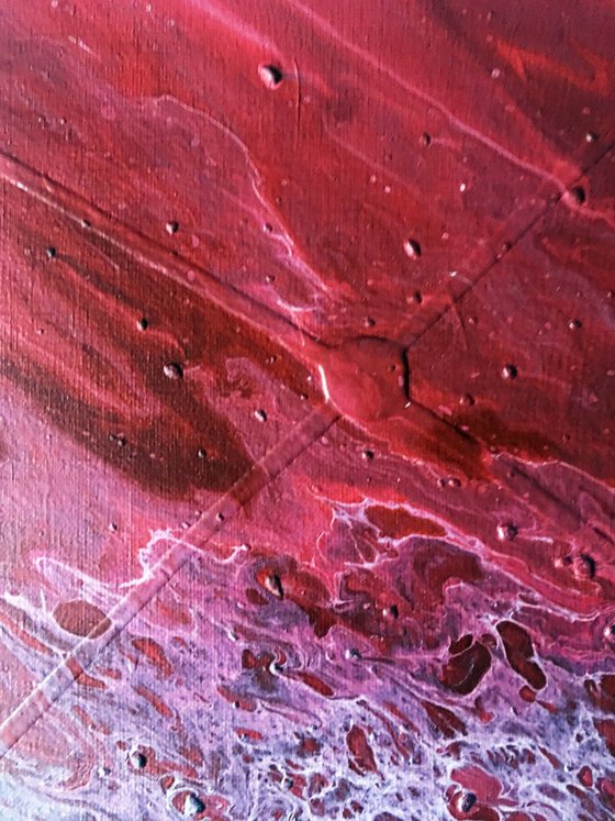 "Crimson Tide" - Original Abstract PMS Fluid Acrylic Painting - 24 x 12 inches