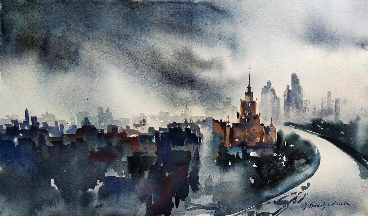 City rain - urban landscape by Olga Bezlepkina