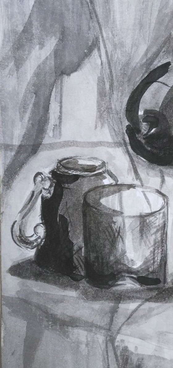 coffee and rakija (small drawing)