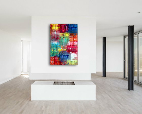 "Show Me Your True Colors" - FREE SHIPPING to the USA - Original PMS Oil Painting On Canvas - 24" x 36"