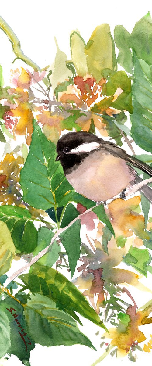 Chickadee in the forest by Suren Nersisyan