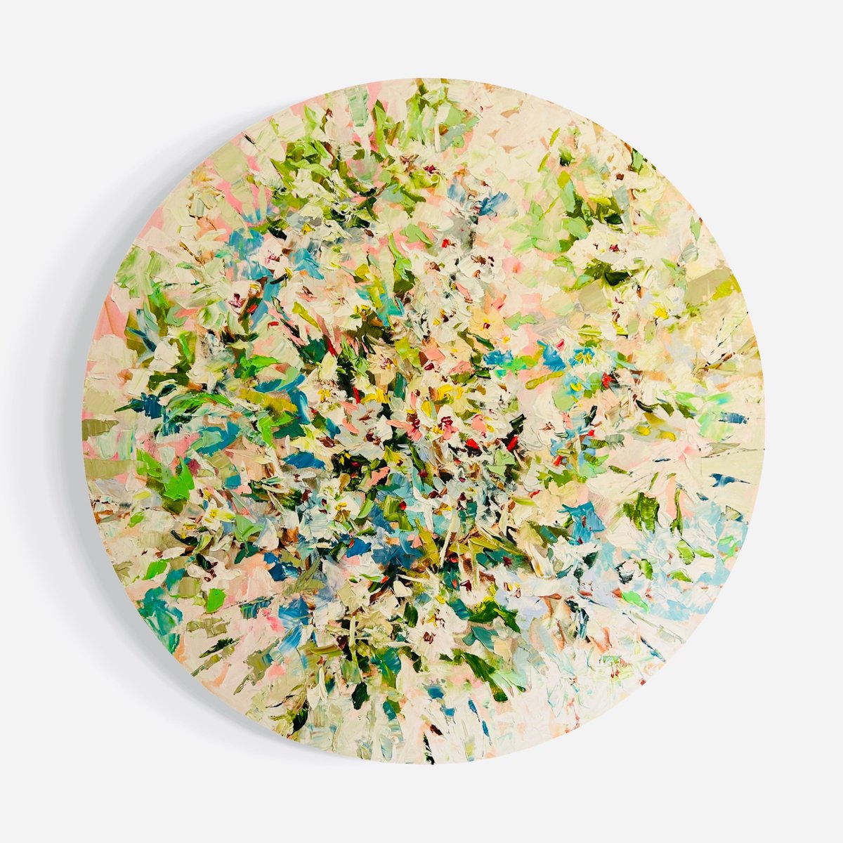 Impressionistic Botanical Oil Painting By Olga Beketova, 35 X 35", Apple Blooming. Spring, Original Artwork