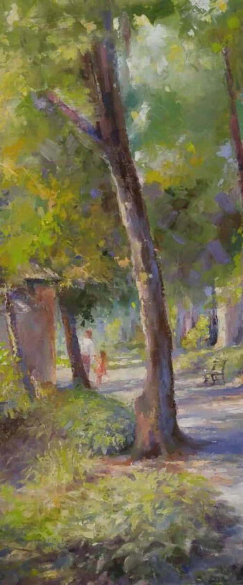Summer shadows in the public gardens (22×28") by Alexander Koltakov