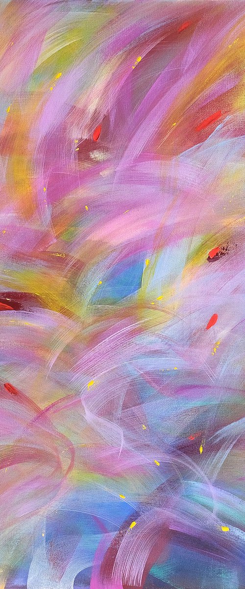 Morning light, Modern Colorful Abstract Painting 100x100cm by Anna Selina by Anna Selina