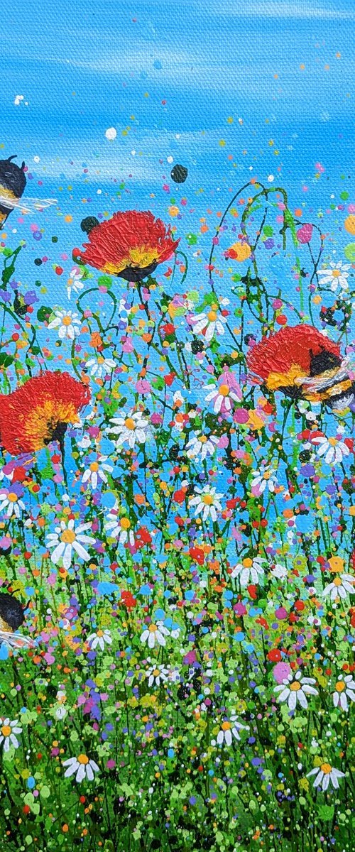 Bumble Bees & Tulips #2 by Lucy Moore