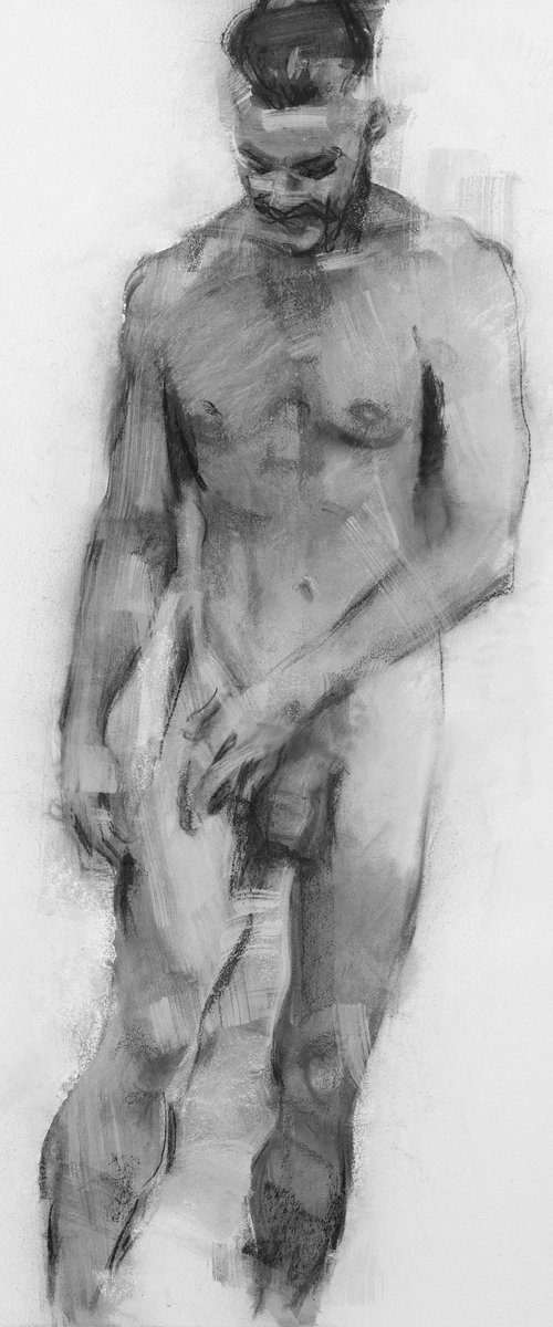 Charcoal drawing on paper "Athlet" by Eugene Segal