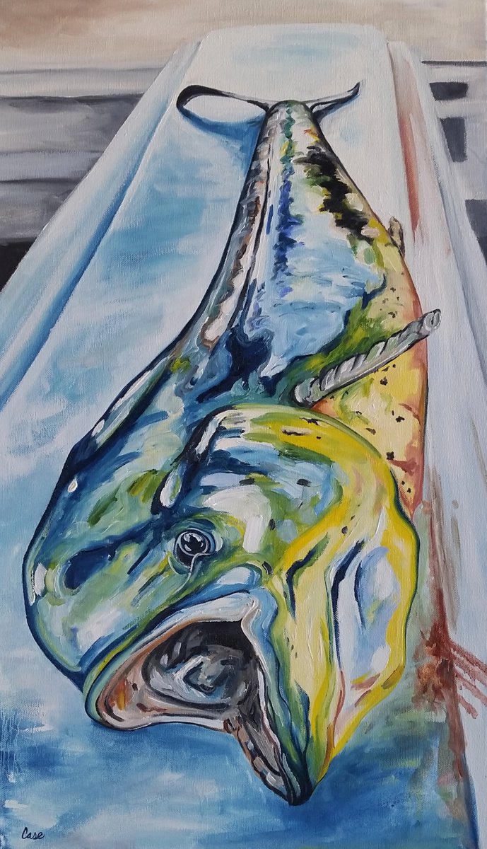 Impressionistic Animal Oil Painting By Katrina Case, 14 X 24", Dorado Revisited, Original Artwork