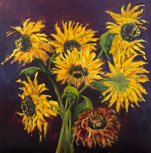 Aging Sunflowers by Marion Derrett