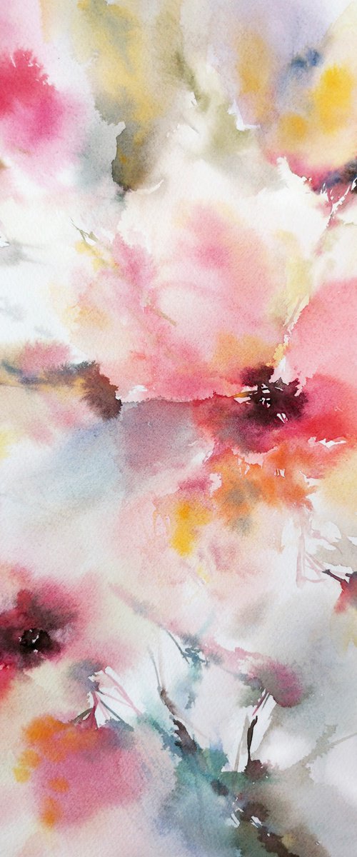 Colorful abstract flowers by Olga Grigo