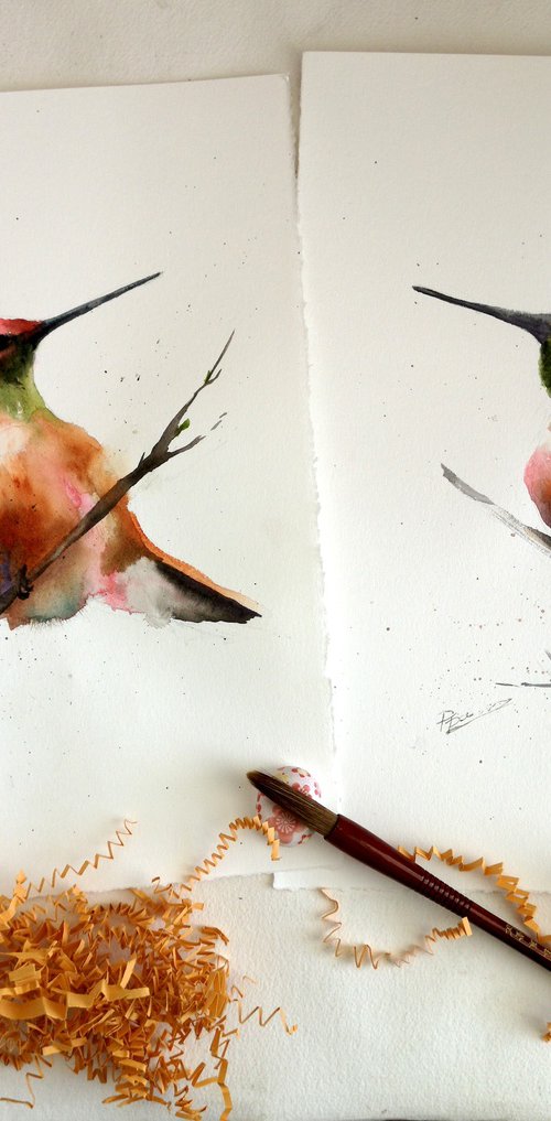 Hummingbird Diptych by Olga Tchefranov (Shefranov)
