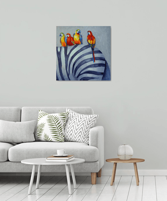 Parrots on Zebra