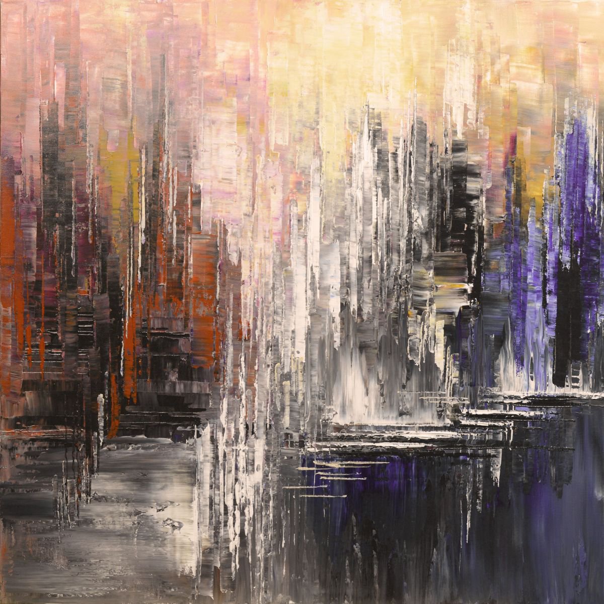 Abstract Acrylic Painting By Tatiana Iliina, 36 X 36", Tales Before Time, Original Artwork