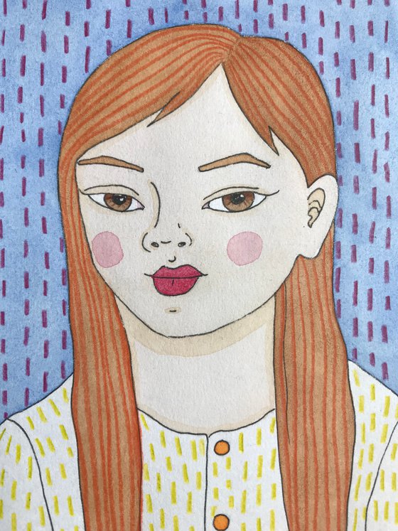 Red Hair Girl - Mixed-media