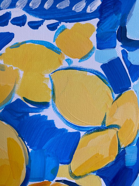 Blue Still Life With Lemons