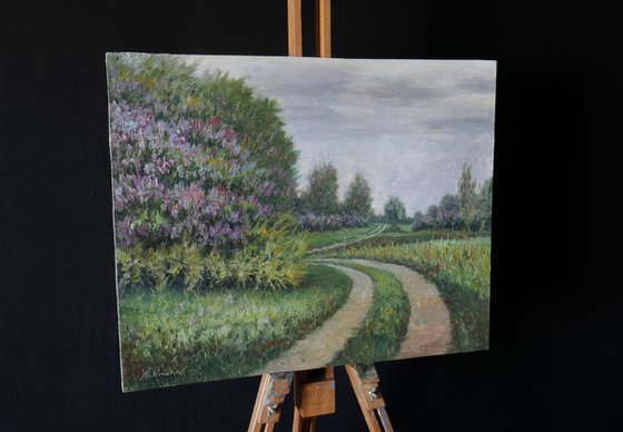 The Lilac Road - spring landscape painting