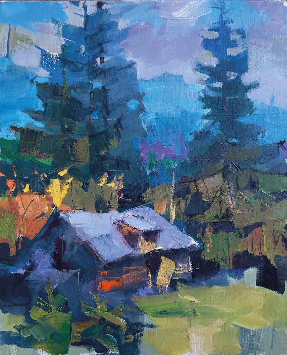 Expressive Landscape Oil Painting By Igor Yuryev, 14 X 18, ??????? ?????? 2024, ? 3, Original Artwork