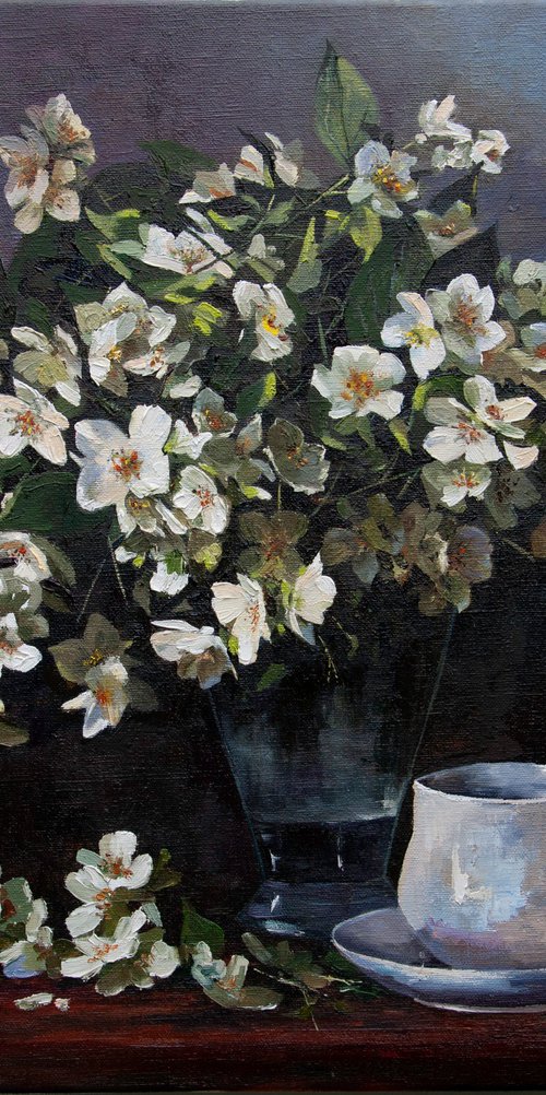 Jasminum Flower Still life by Tetiana Vysochynska