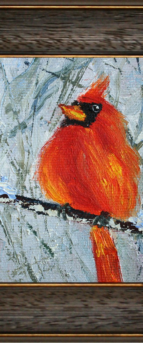 BIRD / framed / FROM MY A SERIES OF MINI WORKS BIRDS / ORIGINAL OIL PAINTING by Salana Art