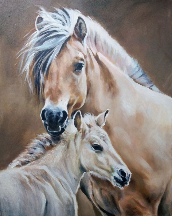 Fiord mare with foal