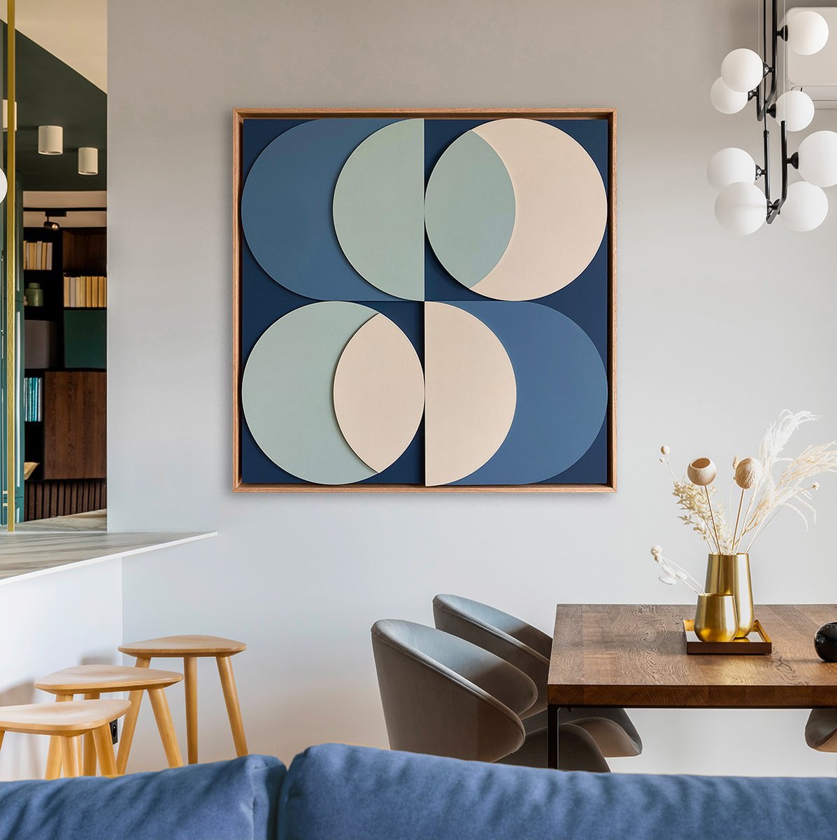 Geometric Abstract Relief By Liam Roberts, 30 X 30", Apricity, Original Artwork