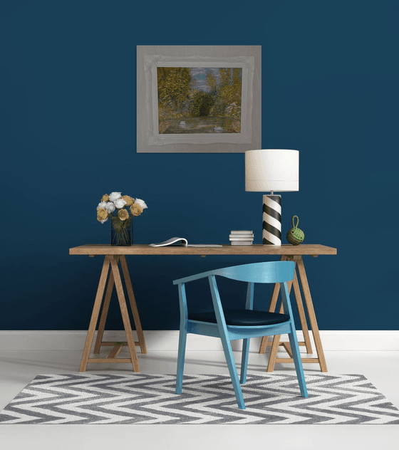 Swans on a serene forest lake